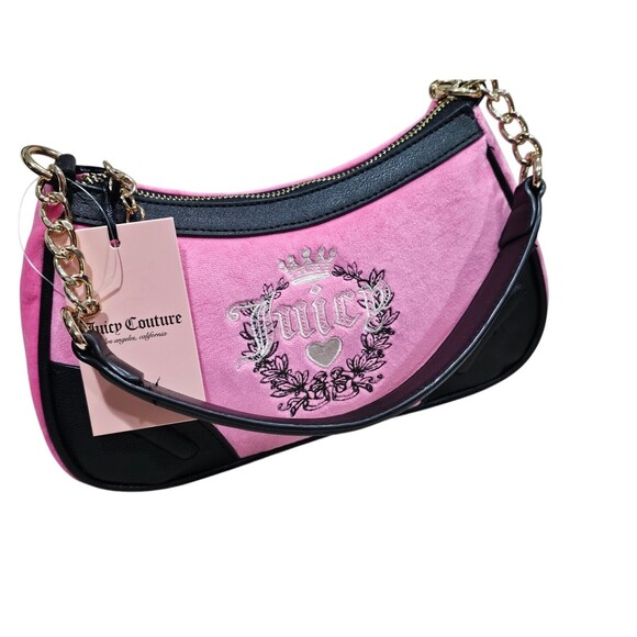 Juicy Couture Juicy Pink Love Velour Heritage Shoulder Bag New - Picture 3 of 16